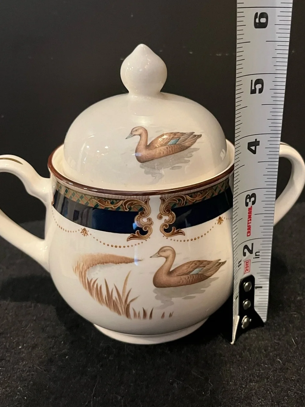 Keltcraft designed by Noritake Tranquil Glen Lidded Sugar Bowl with Duck Motif